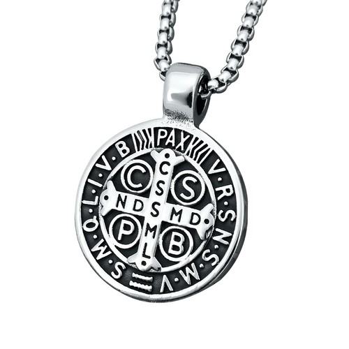 Medalla De San Benito Necklace Color Plata Contra El Mal Brujerias 