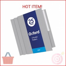 Oxford Twin-Pocket Folders, Textured Paper, Letter Size, Gray, Holds 100 Sheets,
