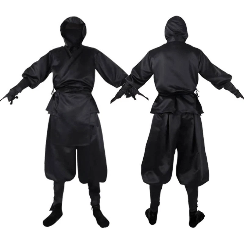 Traje de disfraces de ninja negro japonés para hombre disfraz de Halloween Foto 2 de 4