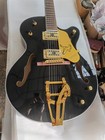 Black Falcon Electric Guitar Semi Hollow Gold Sparkle Black Body Gold HH Pickup