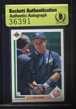 BAS 1991 Upper Deck Jim Leyritz #243 Beckett Auth Sticker Auto 3c7