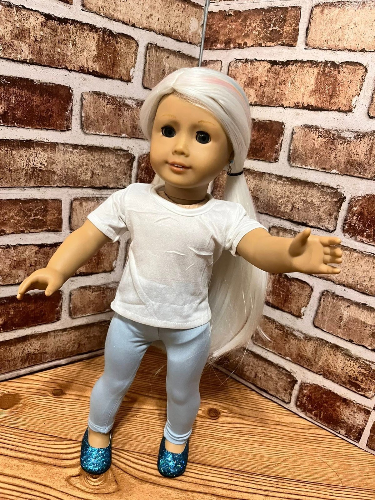 Custom American Girl Doll &ndash; Blue Eyes, White Hair with Rai