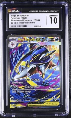 🦈💎 CGC GEM MINT 10 | Mega Sharpedo ex SIR #127/094 | Phantasmal