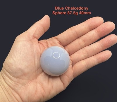 Blue CHALCEDONY Sphere From Turkey 40mm 87.5g RARE Reiki, Aura, Crystal Healing