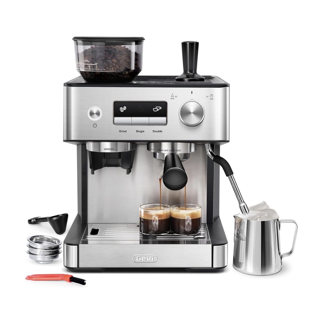 Gevi Espresso Machine Milk Frother Stainless Steel
