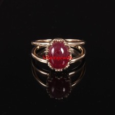 Heated Ruby Gemstone With 18k Gold Plated Silver Women's Ring 368