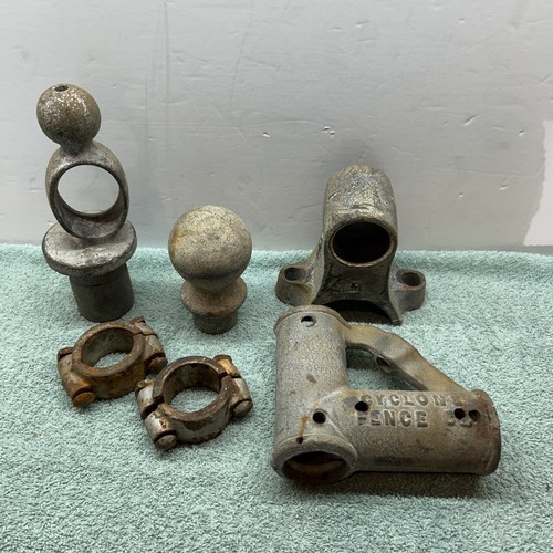 Vintage Chain link Fence Parts Toppers Clamps Etc