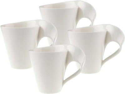 Newwave Caffe Collection Coffee Mug, Set of 4, Premium Porcelain, Made in German