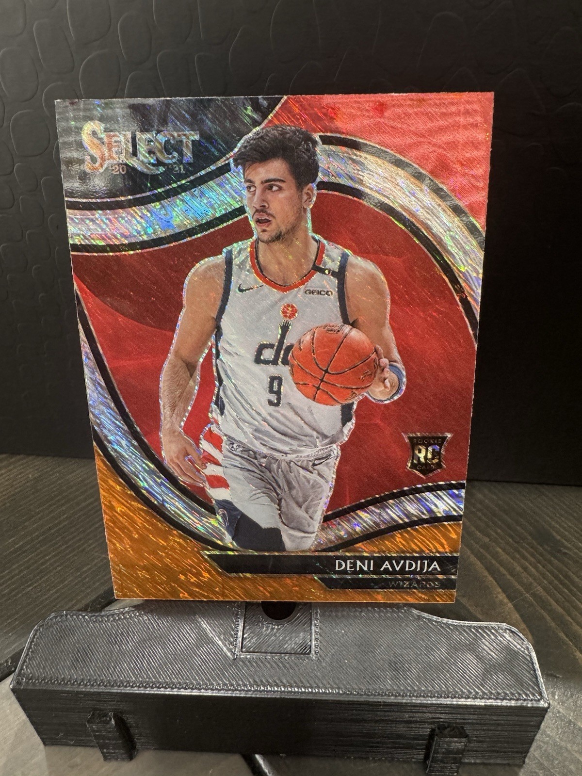 2020-21 Select Deni Avdija Red White Orange Shimmer Prizm Rookie #292 Courtside