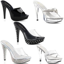 Pleaser Fabulicious Rhinestone Chain Ornament Mule Heels Adult Women Cocktail501