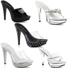 Pleaser Fabulicious Rhinestone Chain Ornament Mule Heels Adult Women Cocktail501