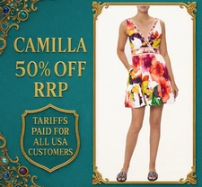 CAMILLA Pretty As A Poppy Panelled Short Dress Size S RRP $699