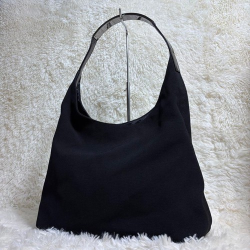 Gucci Tom Ford Era One-Shoulder Bag Nylon Patent Leather Metal Handle Black