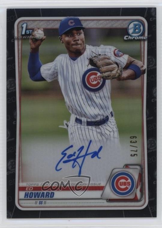 2020 Bowman Draft Chrome Picks Black Refractor /75 Ed Howard #CDA-EH Auto 3hd