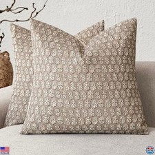 Set of 2 Floral Print Throw Pillow Covers 20x20" Vintage Farmhouse Decor