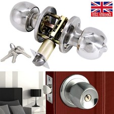 Round Door Knob with Lock Handle Lever Lock Set Entry Privacy Passage Internal