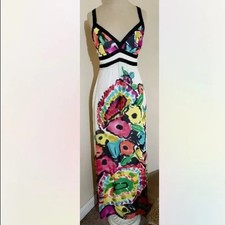 NWT Rare Sue Wong Multi-Colored  Painted  100 Silk Long Gown SZ-2 MSRP: 599.00