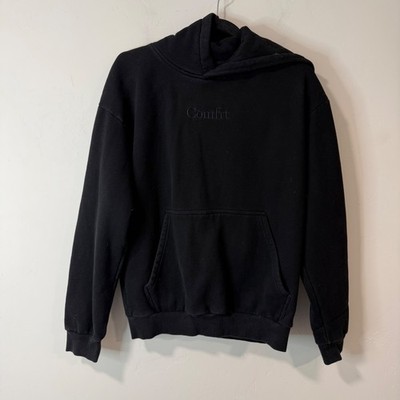 Comfrt Unisex Hoodie Small Black Embroidered Logo Sweatshirt Thick Fleece