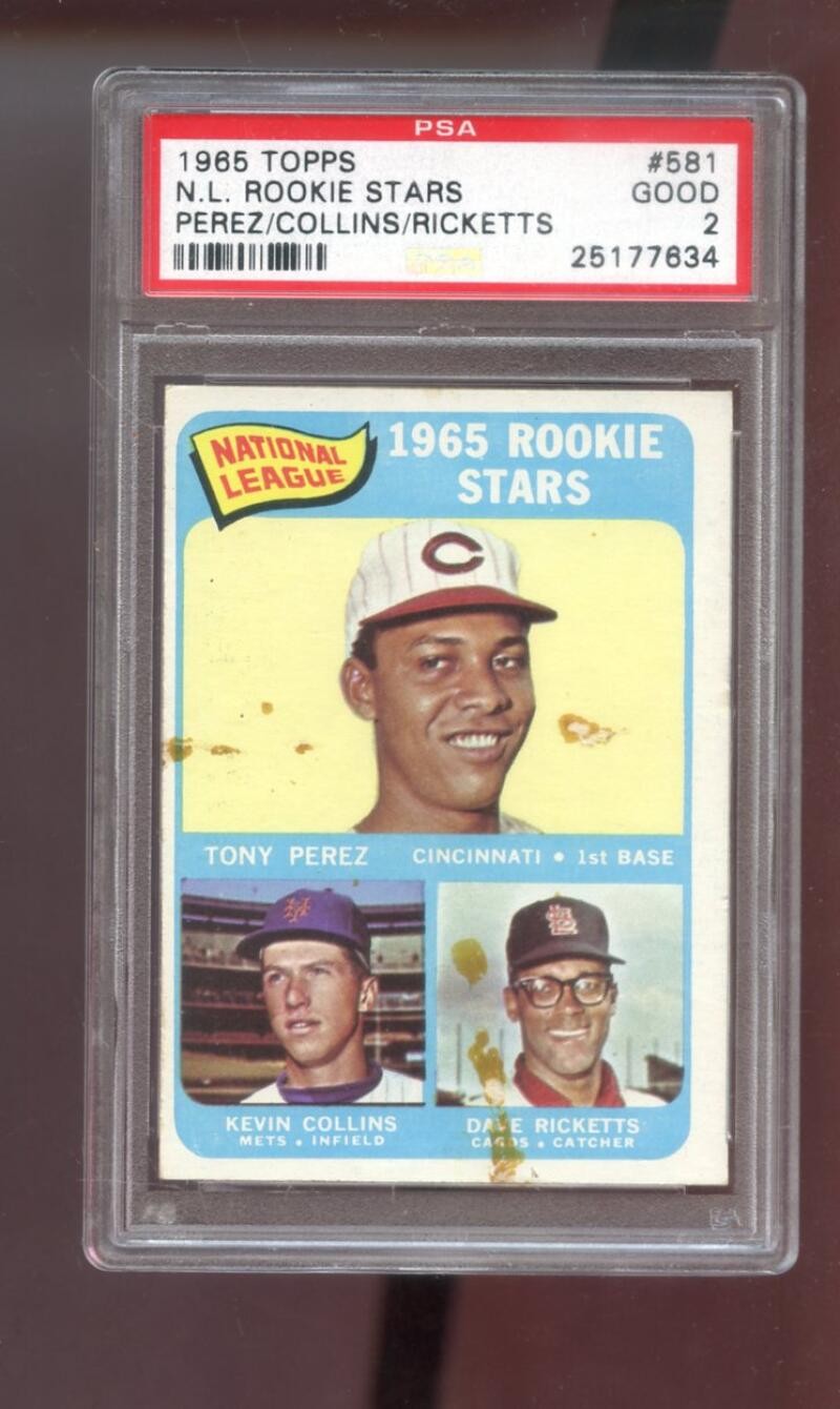 1965 Topps #581 Rookie Stars Tony Perez Collins Dave Ricketts PSA 2 Graded Card