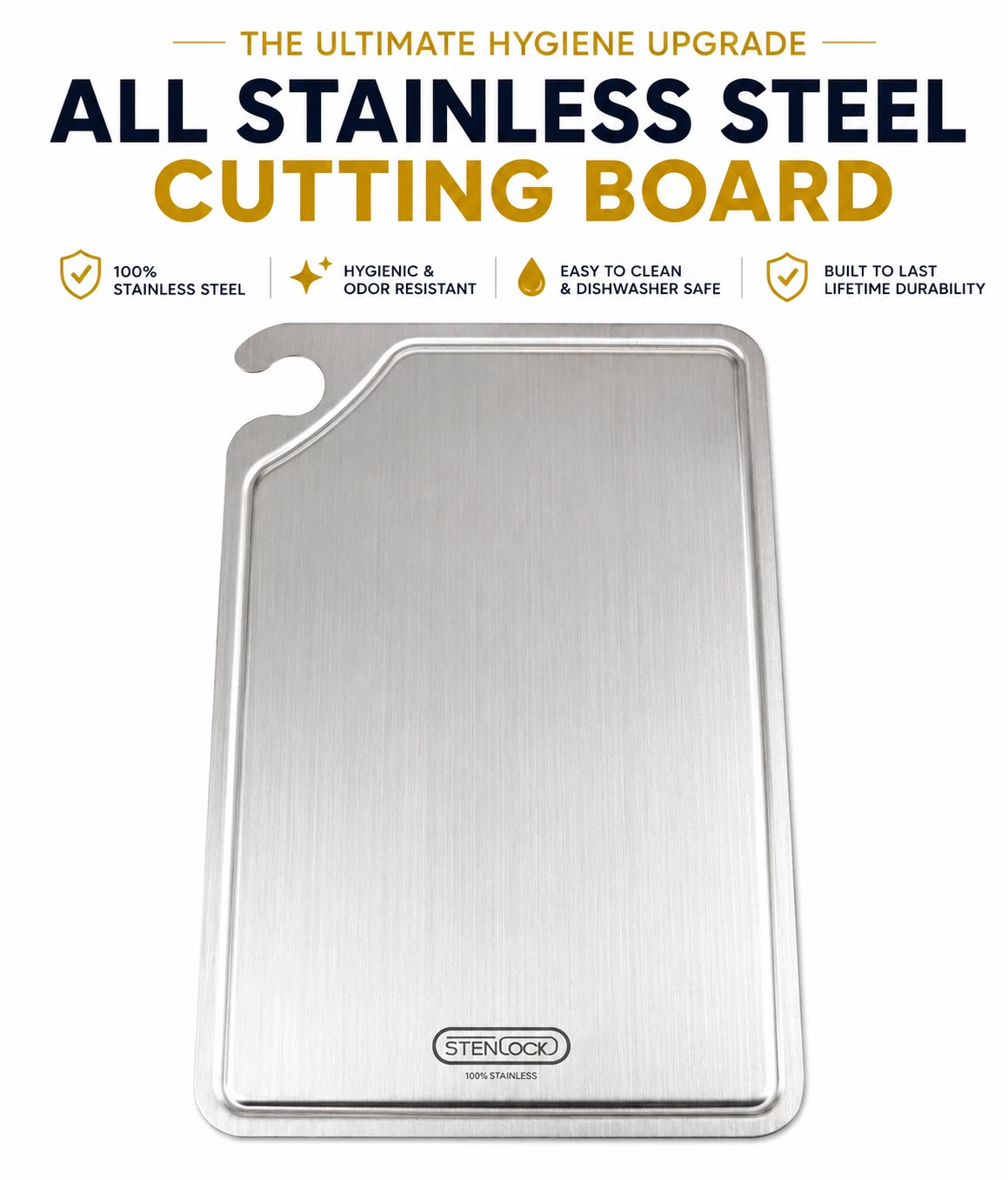 Premium Stainless Steel Cutting Board M Size Hygienic Antibacterial Metal Choppi