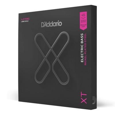 D'Addario XTB45100 XT Bass Nickel Plated Steel, Regular Light, Long Scale, 45-10