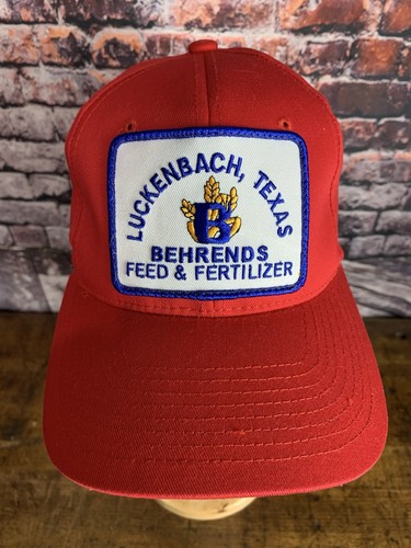 Luckenbach Texas Hat Behrens Patch Cap Feed Fertilizer Red Strap Back EUC! - Picture 1 of 6