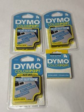 DYMO COLORPOP Label Maker Tape .5 Inch X 10 Ft Blue Glitter Lot of 4 NEW