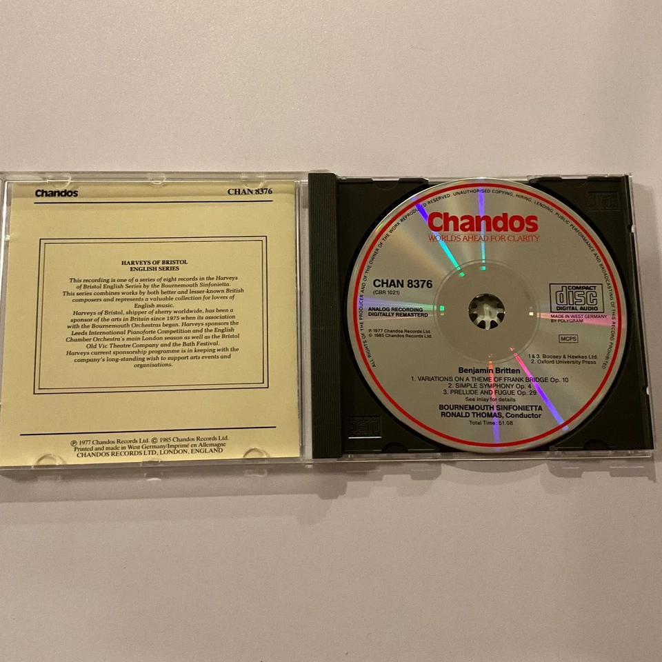 Benjamin Britten Complete Music for Strings CD Chandos CHAN 8376 - Image 4 of 4