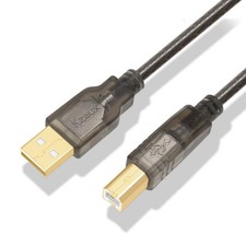 Printer USB Cable 20 Feet 2.0 Type A Male to '20 FT' , Transparent black