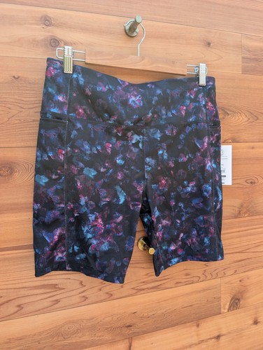 Athletic Works L Bike Shorts MKA Black Floral 10 12 Pockets Cycle NWT Bike Sport