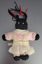 MCM Midwest Importers AFRICAN AMERICAN GIRL RAG DOLL Decoration w/hang String 4"