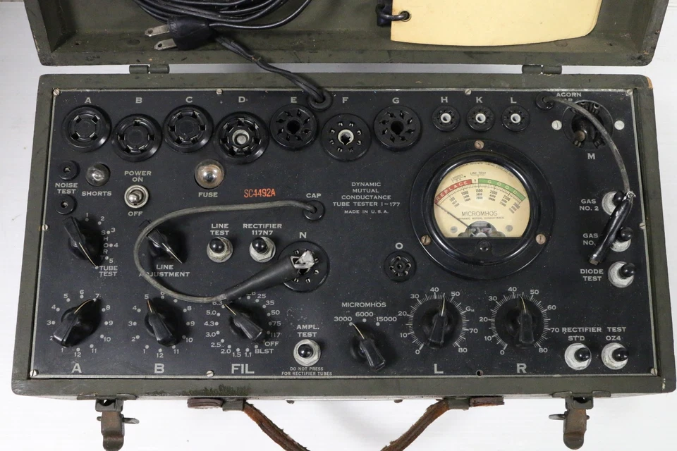 Signal Corps I-177 Dynamic Mutual Conductance Valve Tube Tester J94 - Image 2 of 3