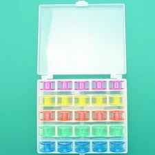 25 Pcs Empty Plastic Bobbin Spools with Storage Box for Domestic Sewing Machines