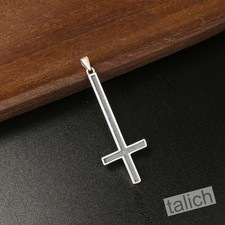 Colgante cruz gótico invertido invertido de plata de ley 925 oxidada oscura