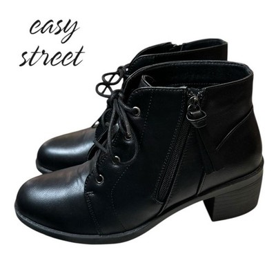 New Easy Street Becker Women's Black Lace Zipper Ankle Boots Booties 8.5