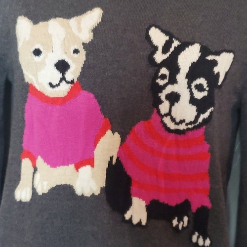 J. Crew Mercantile Women's Crewneck French Bulldog Sweater SZ S - Picture 3 of 8