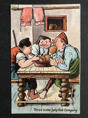 Three Make Jolly Fine Company Vintage Comic Postkarte B50