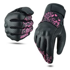 Motorcycle Gloves for Women Leather Riding Touchscreen Gloves for Large Pink