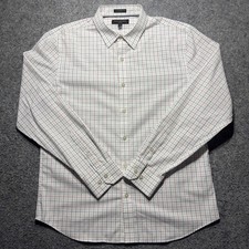 Banana Republic Dress Shirt Mens L White/Red/Blue Long Sleeves Button Up Classic