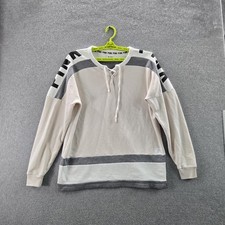 Victoria's Secret PINK Women Sweatshirt M White Colorblock Logo Lace Up