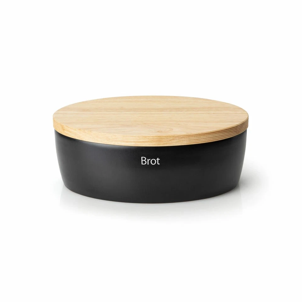 Continenta Brottopf oval mit Holzdeckel, L, Keramik, Schwarz, 36 x 23 x 13.5 cm - Bild 1 von 1