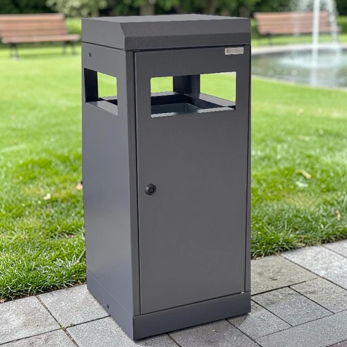 Waste Bin 40L Outdoor Waste Separator Steel Galvanised 4 Sided - Verso