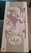 Lulujo Muslin Swaddle Blanket XL Unicorn 47x47 Baby Girl Shower newborn Gift NEW