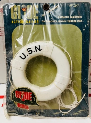 Vintage 1964 Hasbro GI Joe Action Sailor life ring 7627 with card helmet MOC
