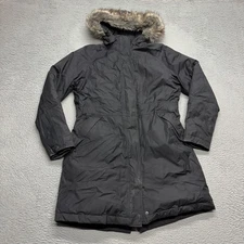 North Face Dryvent Arctic Parka Down Puffer Women Large Black Hood Faux Fur Trim