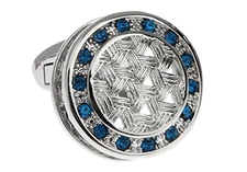 MRCUFF Crystal Blue Round Weave Design Pair Cufflinks in a Presentation Gift 