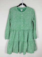 J.Crew Cottagecore Babydoll Green Floral Tiered Mini Dress Long Sleeve Button XS