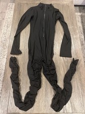 Mens Full Body Jock Zentai Cotton Suit Bodysuit Black Small