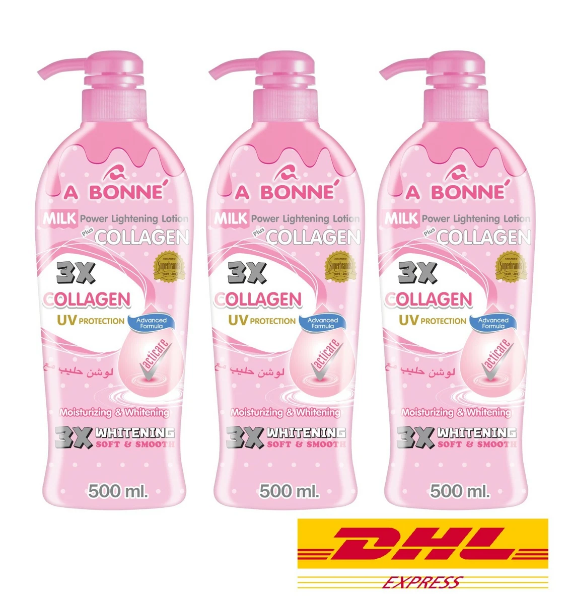 3 x A BONNE Milk Power Lightening Lotion Plus Collagen