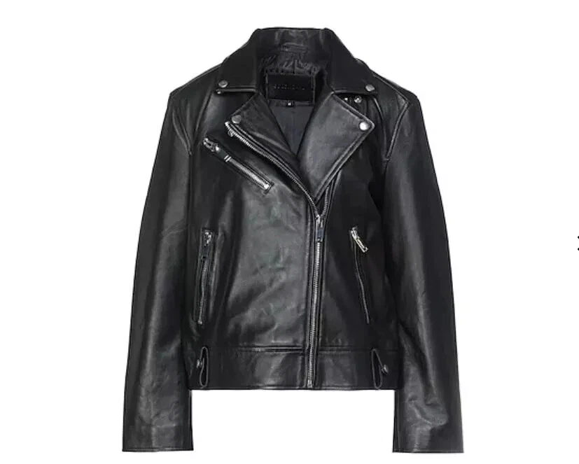 Bolongaro Trevor Black Leather Biker Jacket Size - Medium RRP £375 - Image 3 of 4
